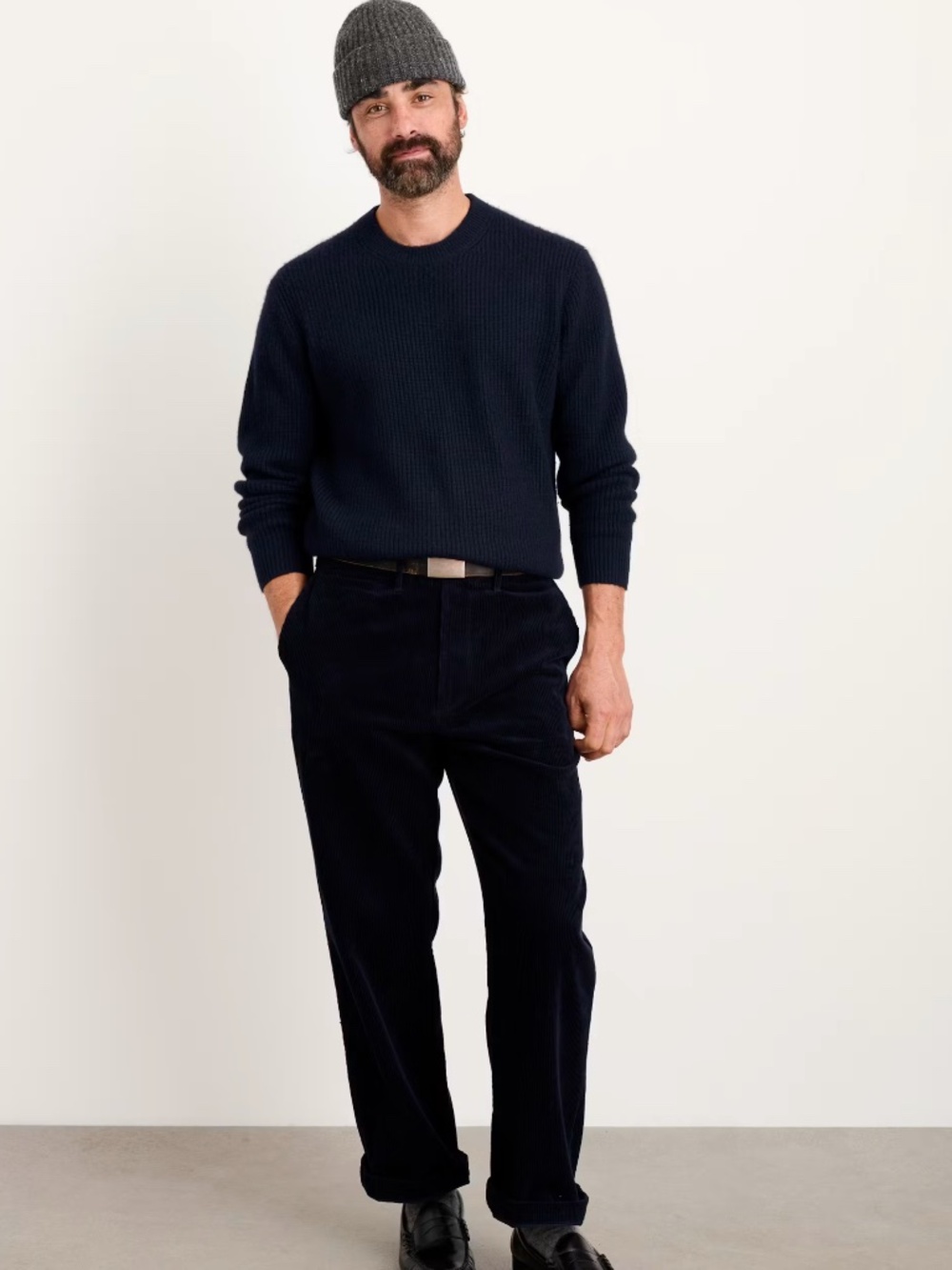 Alex Mill Rugged Corduroy Flat Front Men's Chino Pant Size 36 Dark Navy Blue (B)